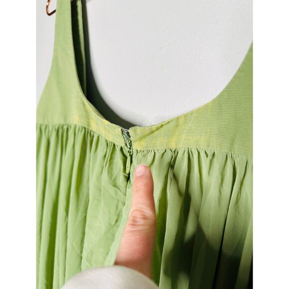 BIBHU MOHAPATRA COLLECTIVE Green Chiffon Shift Square Neck Empire Dress Size 14 - Picture 11 of 16